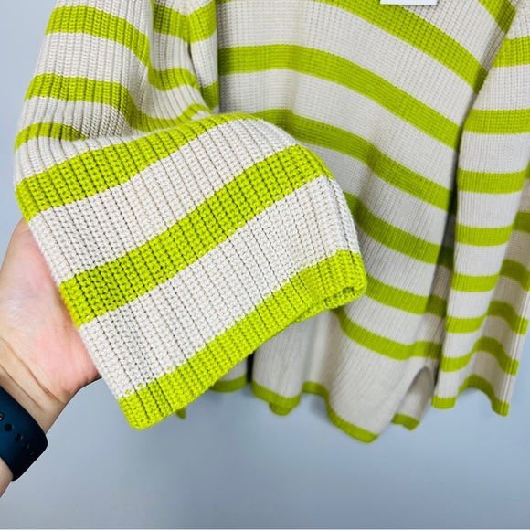 Kaffe KACILLA - Jumper - Cable Knot Oversized sand dollar green stripe/sand xl - Picture 7 of 14